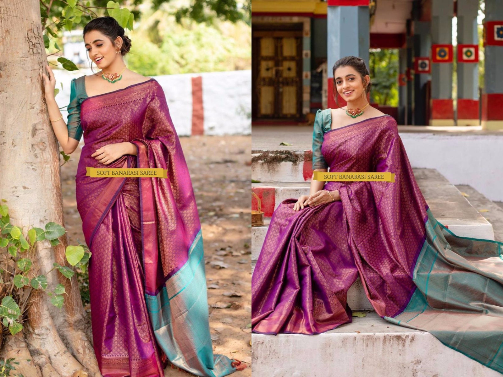 Buy Magenta Kerala Saree With Firozi Pallu and Heavy Design Blouse Online in India - Etsy Buy Magenta Kerala Saree With Firozi Pallu and Heavy Design Blouse Online in India - Etsy