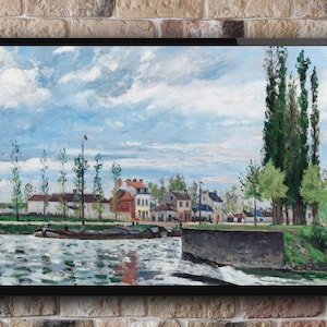 Samsung Frame Tv Art, Vintage the Lock in France Painting, Water Scene Art, Instant Download
