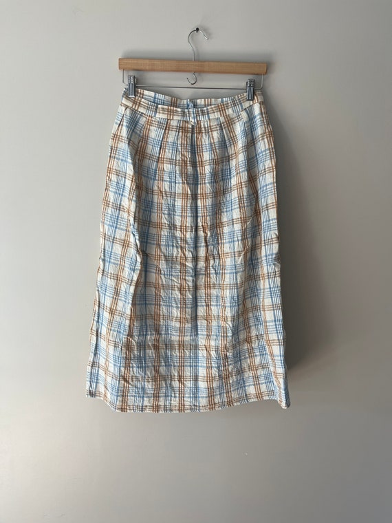 VTG 70s plaid cotton button maxi skirt - image 4