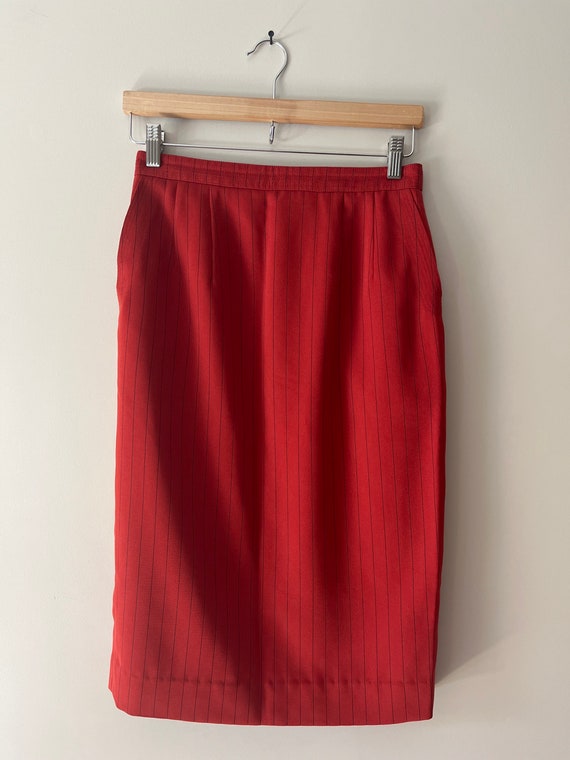 VTG 1980s red pinstriped skirt