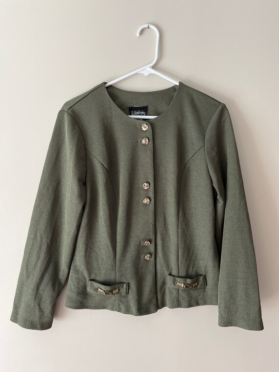 VTG 1980s olive green blouse - image 1