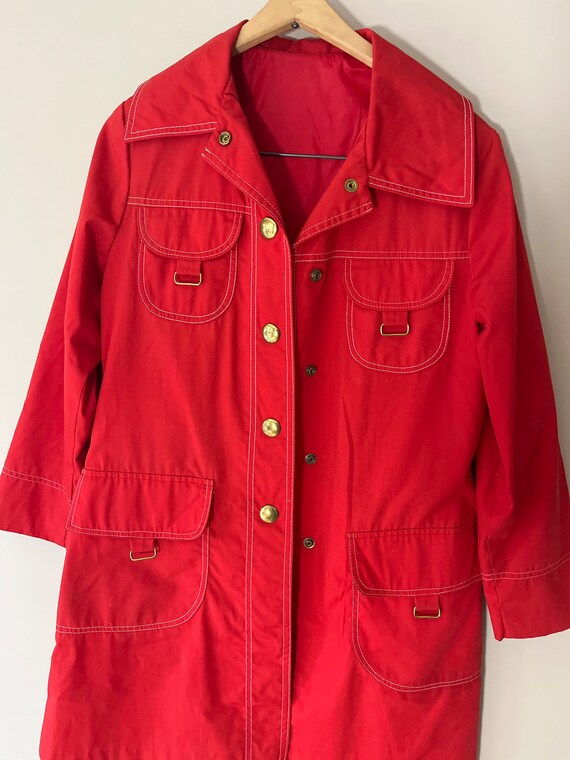 VTG 60s 70s long red coat - image 3