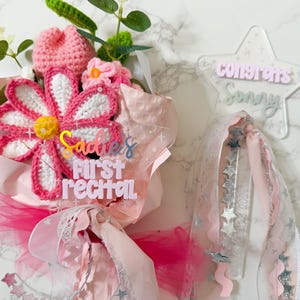 DANCE RECITAL WAND - Engraved Acrylic First Recital or Congrats Flower Bouquet Accessory - Girly Dancer Ballet Show Gift Keepsake