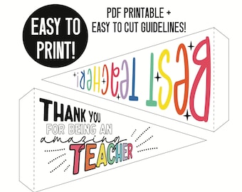 TEACHER APPRECIATION FLAGS - Thank you Teacher - End of the Year Gift - Cut Adorable Pennant Flag