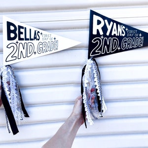 FIRST / LAST DAY of School Pennants Black or White Modern Minimal Personalized Custom Sign 1st 2nd 3rd 4th 5th Grade Pre-School Kinder image 4