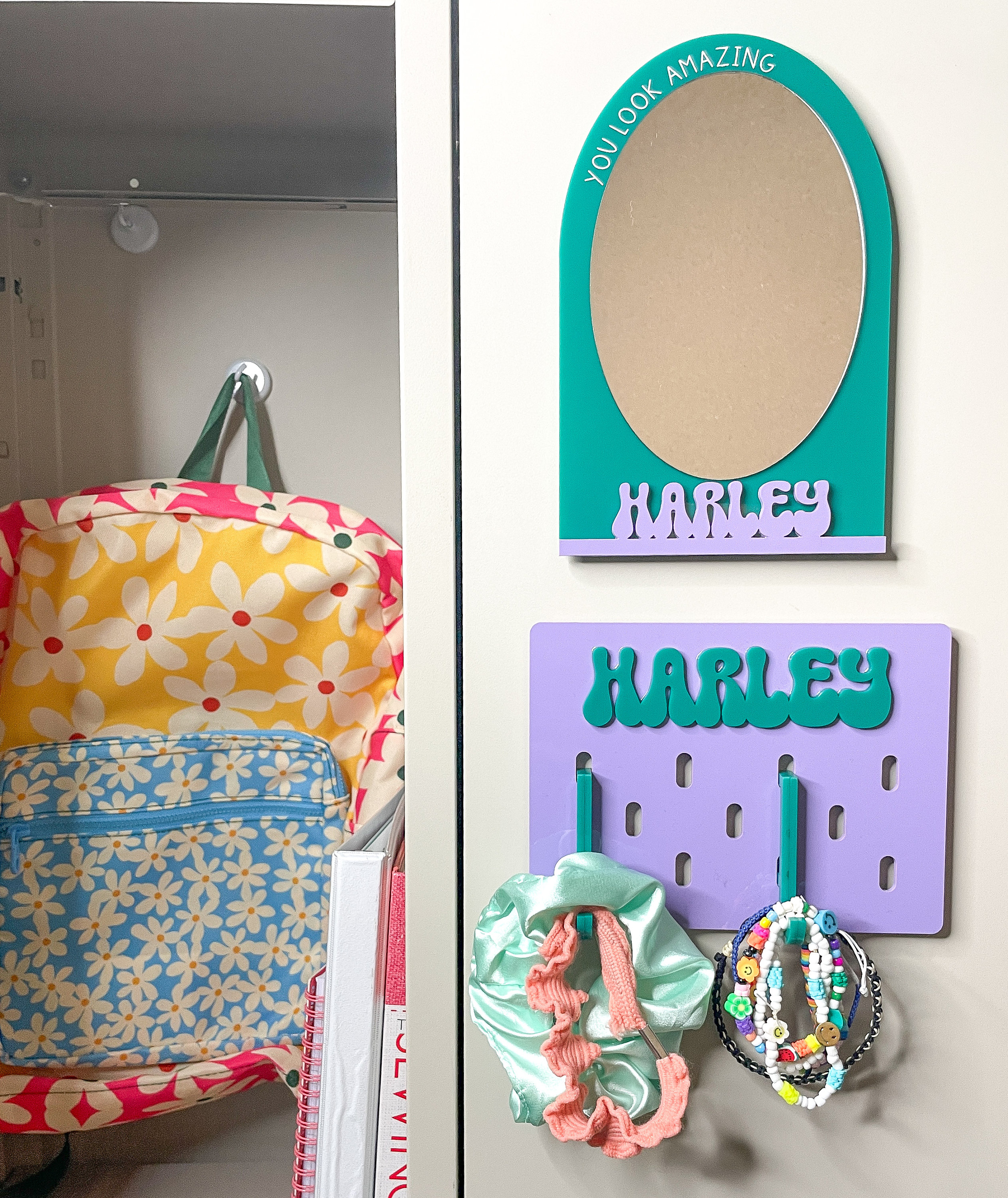 CUSTOM LOCKER ACCESSORIES - Teen Tween Magnetic Locker Mirror Mini Peg ...