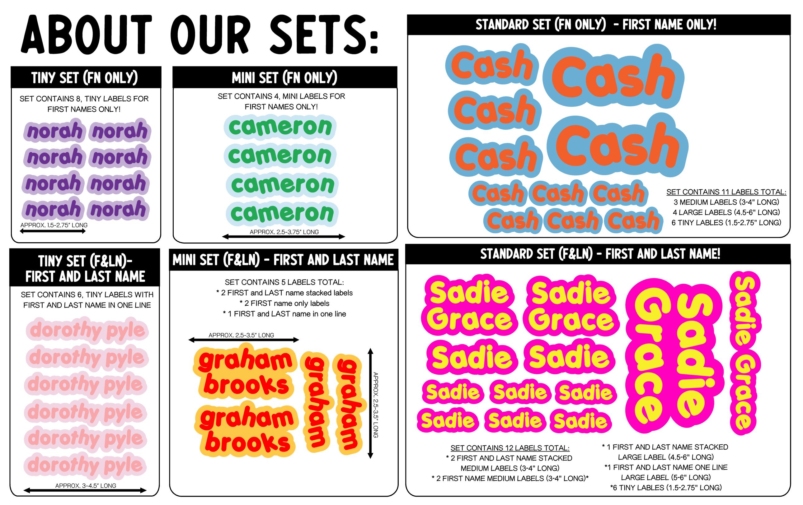 VINYL NAME LABELS - Kids Sticker Labels for lunchboxes, water bottles, drink ware, and more! - Colorful Fun Cute Trendy