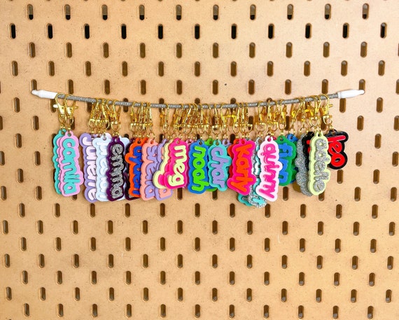 MINI BAG TAGS - Set of 2 or 4 - Tiny Custom Name Keychains for Kids Backpacks, Lunch Boxes, Jackets, and More! Personalized, Colorful, Cute