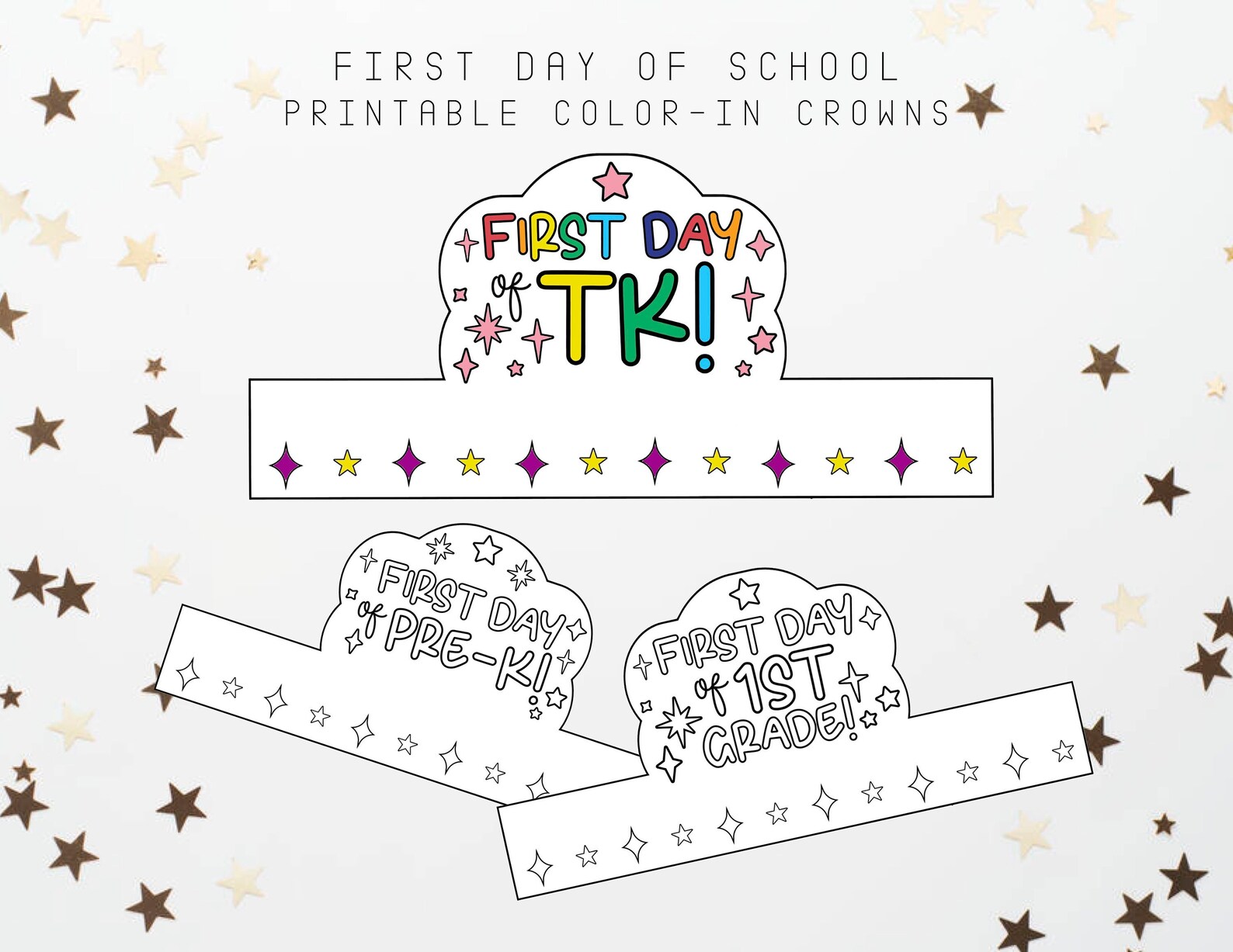 FIRST DAY of SCHOOL Printable Cut &amp; Color Crown Activity - Etsy