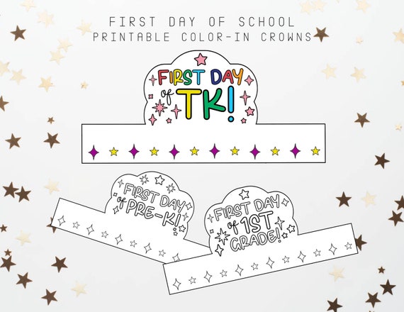 FIRST DAY of SCHOOL Printable Cut &amp; Color Crown Activity - Etsy