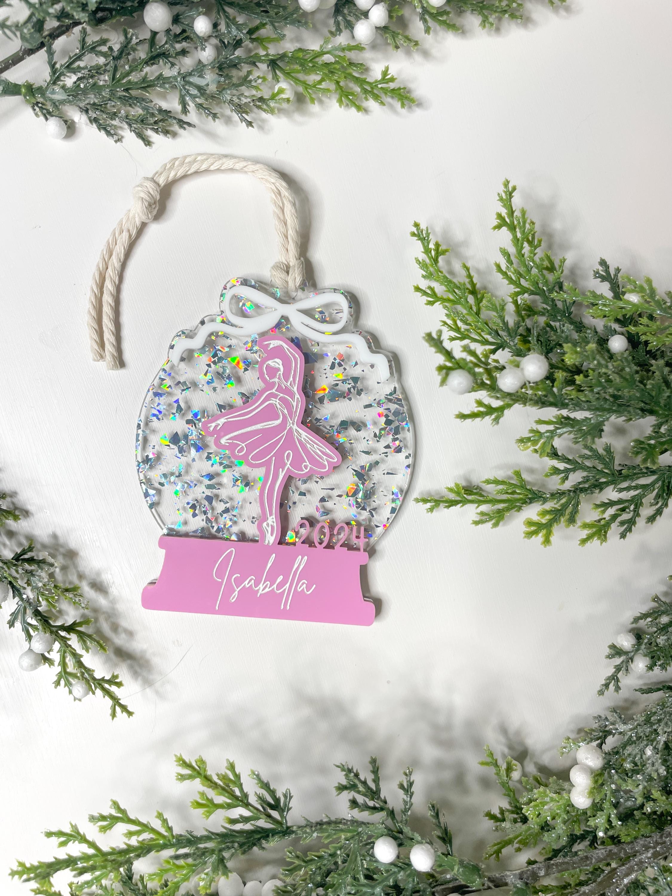 HOLIDAY DANCE ORNAMENT - Ballerina Dancer Glitter Christmas Ornament or Gift Tag - Teacher Gift Ballet