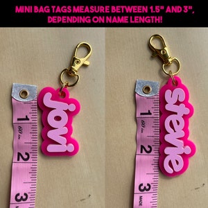 MINI BAG TAGS - Set of 2 or 4 - Tiny Custom Name Keychains for Kids ...