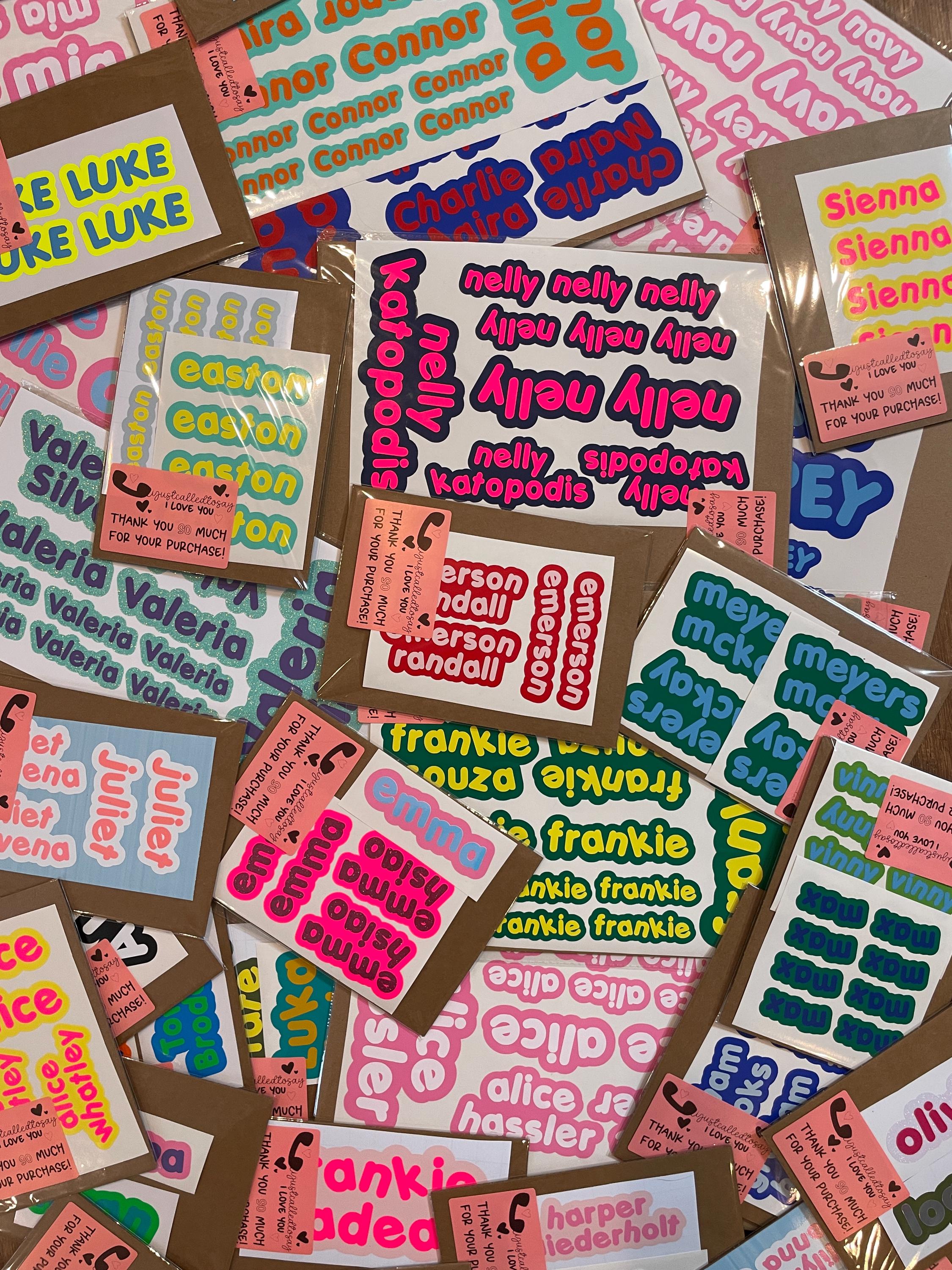 VINYL NAME LABELS - Kids Sticker Labels for lunchboxes, water bottles, drink ware, and more! - Colorful Fun Cute Trendy