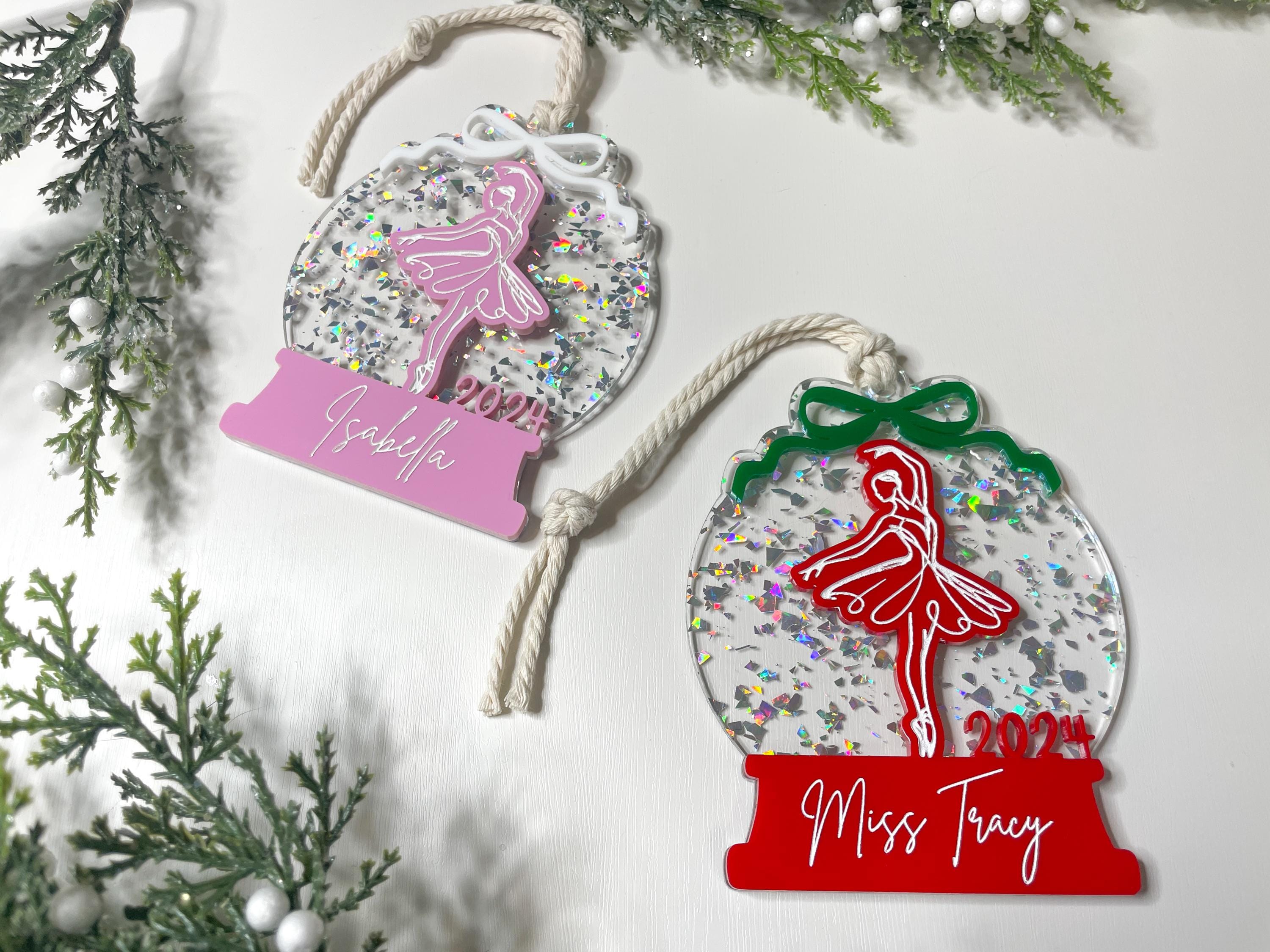 HOLIDAY DANCE ORNAMENT - Ballerina Dancer Glitter Christmas Ornament or Gift Tag - Teacher Gift Ballet