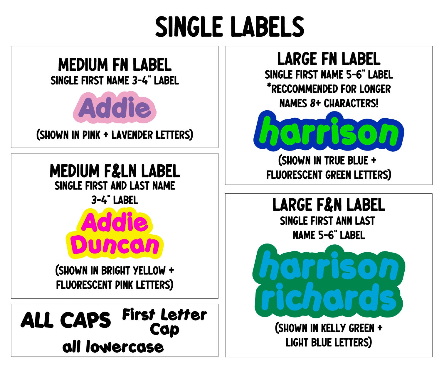 VINYL NAME LABELS - Kids Sticker Labels for lunchboxes, water bottles, drink ware, and more! - Colorful Fun Cute Trendy