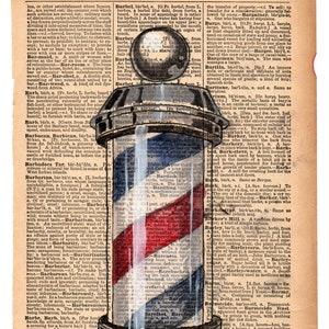 Dictionary Barber Pole | Watercolor Matted Print | 11 in. x 14 in.