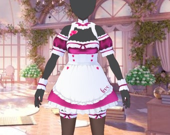 VRoidStudio Outfit: Love Maid Clothing Dress Set