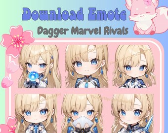 Pack Two: Dagger Mood Emote Set | 11 Sass & Stabby-Themed Emotes | Marvel Rivals Dagger Streamer Assets – Twitch, Discord, YouTube, Kick