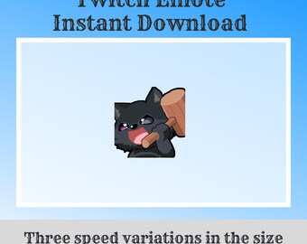 Animated Kawaii hammer Black Wolf Emote For Streaming - Twitch, Discord, YouTube, Kick