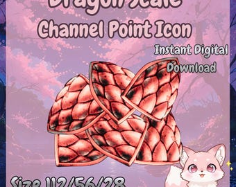 Pink Peachy Dragon Scales Twitch Channel Point Icon | Fantasy Redeem Badge | Stream Reward Icon | Instant Download