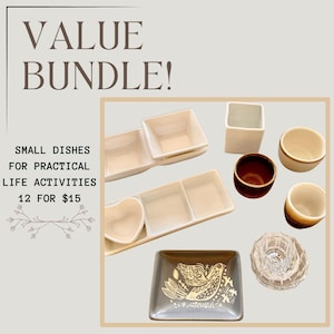 Value Bundle: Montessori Practical Life Dishes – Set of One Dozen (12) Small Dishes