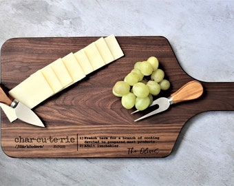 Personalized Charcuterie Board Serving Board with Handle Personalized Cheese Board Engagement Gift Wedding Anniversary Valentine’s Day