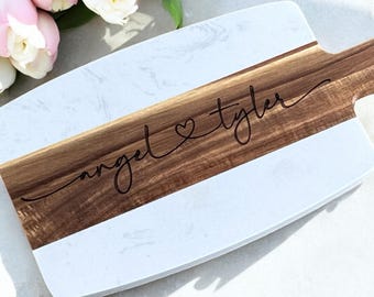 Marble Acacia Wood Charcuterie Board, Personalized Gift
