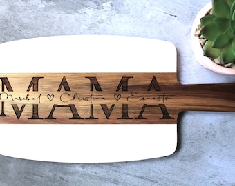 Personalized Mothers Day Gift -  MOM or MAMA Marble Wood Charcuterie Cheese Serving Board *Ships Next Day