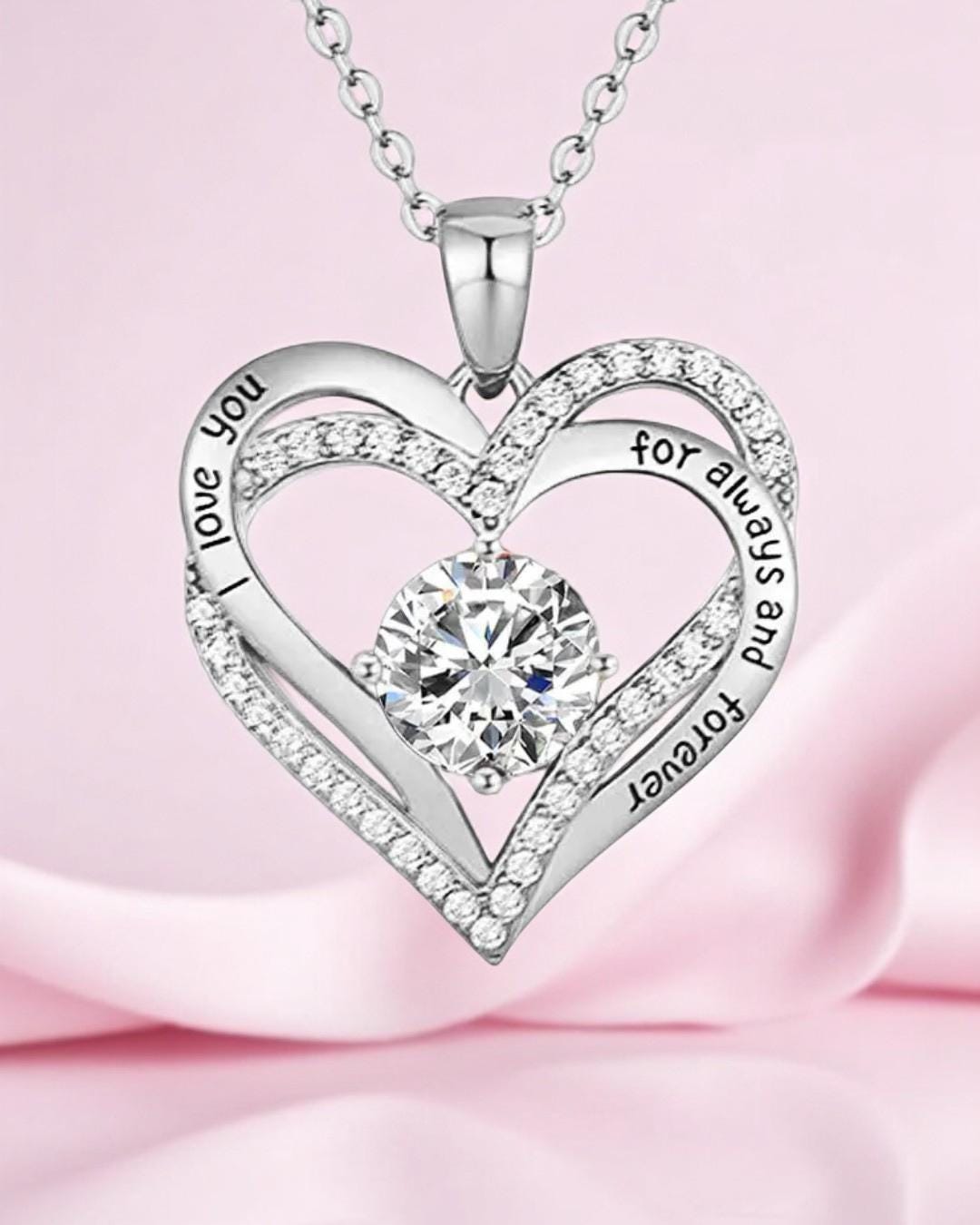 I Love You for Always and Forever Heart Necklace - Etsy