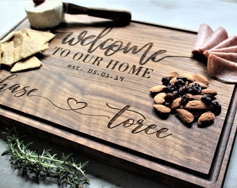 Personalized Wood Cutting Board Custom Cutting Board Charcuterie Board Christmas Wedding Gift Bridal Shower Valentines Gift Engagement Gift