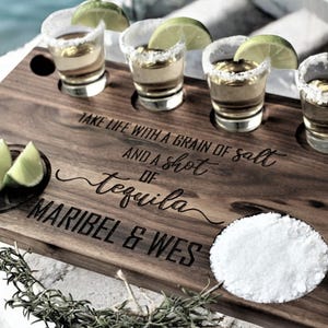 Personalized Tequila Flight Board Charcuterie Board for Bridal Shower Gift, Wedding Gift, Engagement Gift, Birthday Gift, Thank You Gift