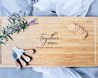 Personalized Bamboo Cutting Board, Engraved Charcuterie Board, Wedding Gift