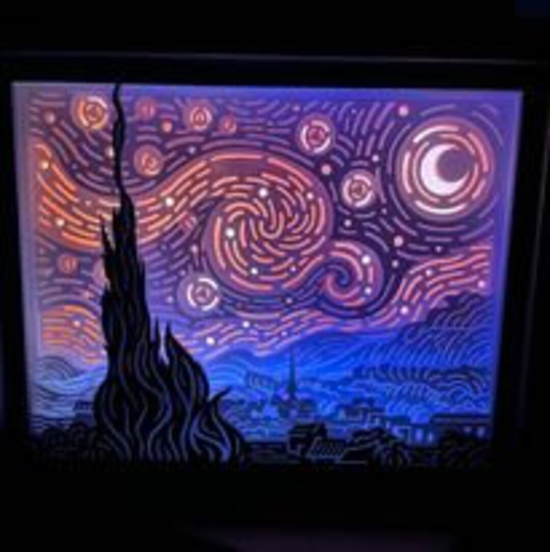 Starry Night Papercraft Lightbox Etsy