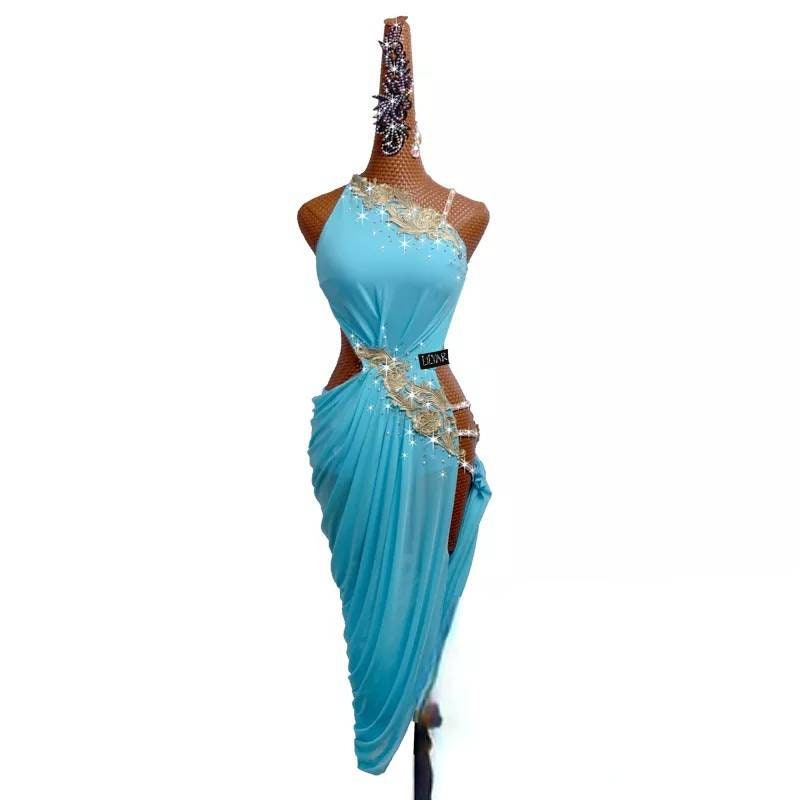 Backless Latin Chain Crystal Dance Dress Etsy