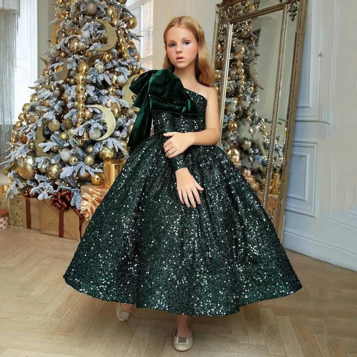 Girls Pageant Green Dress Sequin Gils Dresses Holiday - Etsy