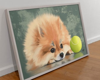 Pomeranian Hund / Kunstdruck / Leinwandkunst / Original Wandkunst / Home Dekor / Kunstdruck für Zuhause / Wohnzimmer / Hundekunst / Süßer Hund