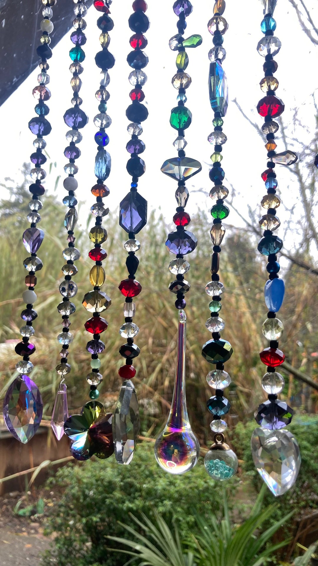 Window Beads 12 Long Suncatcher Crystal Beads Handmade Home Etsy