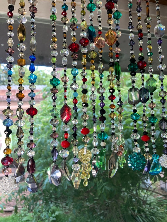 Bohemian Boho Beaded Curtain Window Doorway Glass Crystal Metals