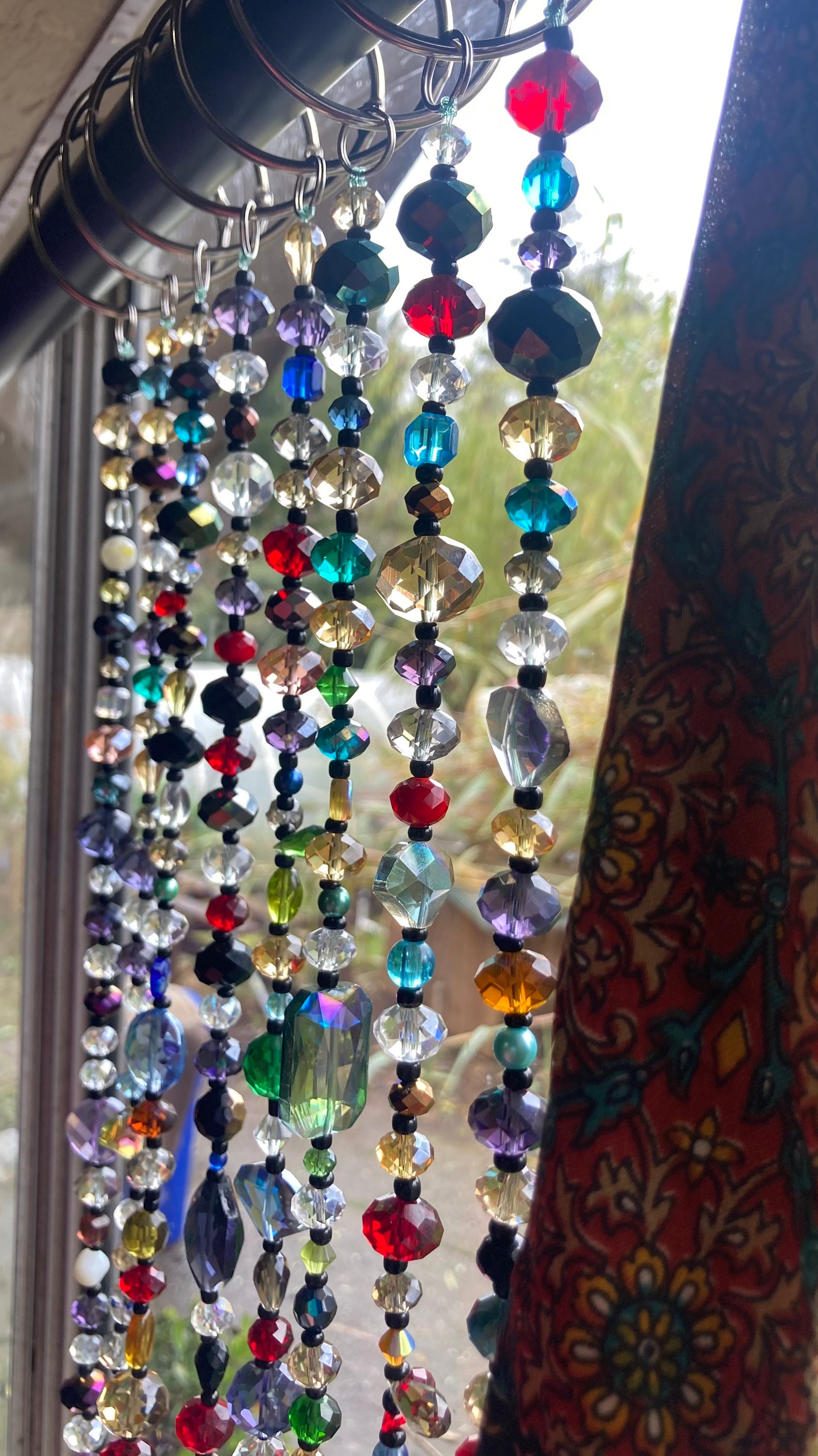 Unique Home Decor, Colorful Beaded Curtain, Boho Chic, Hand Made Beads  Curtain, Suncatcher, Boho Window Décor, Glass Window Hanging 
