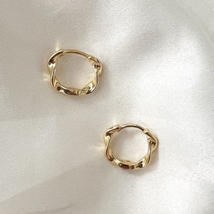 Gold Plated Sterling Silver Hoops, Dainty and Minimalistic Hoops, Small Gold Hoops, Small Hoop Earrings, Small Twisted Hoop, Tiny Gold Hoops