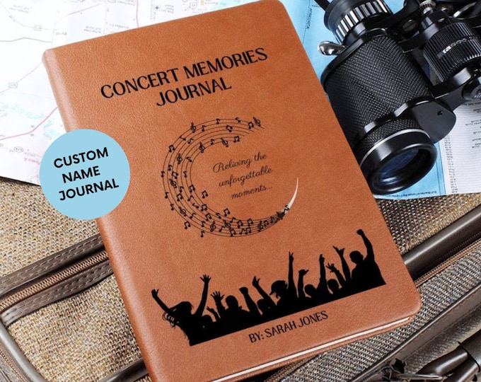 Music Lover Leather Journal, Concert Memories Journal, Music Lover Gift, Concert Journal, Personalized Music Journal/Logbook