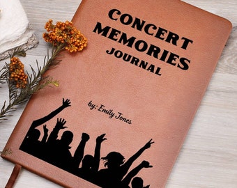 Diario de cuero para amantes de la música, Diario de recuerdos de conciertos, Regalo para amantes de la música, Diario de conciertos, Diario/cuaderno de registro de música personalizado