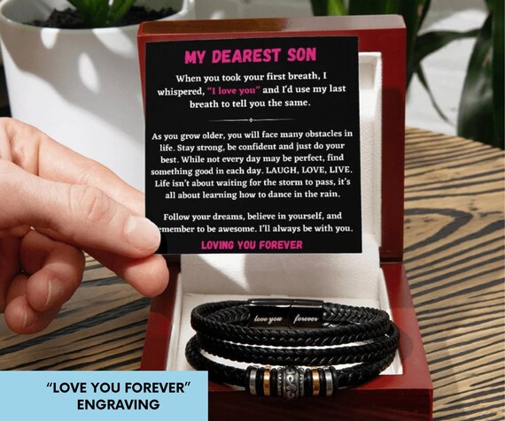 Bracelet for Son Gift for Son Gift for Son From Mom Engraved Leather Bracelet Love You Bracelet Son Birthday Gift Christmas Gift Etsy