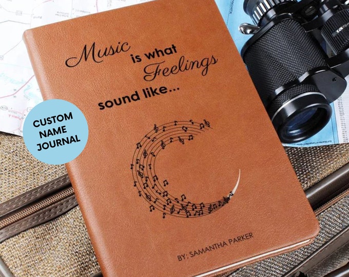 Personalized Lyric Journal, Music Is What Feelings Sound Like, Song Writing Music Notebook, Music Gift, Song Writer Gift, Musicians Gift