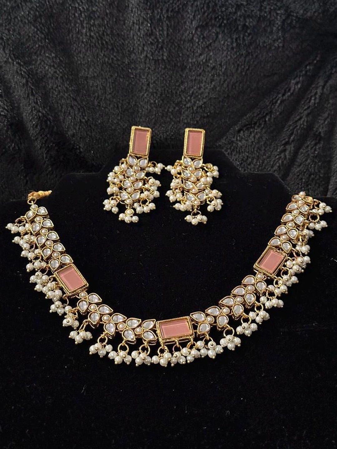 Parure Collier Et Boucles D'oreilles Violet - Libellules Dorées - Perles Céramique