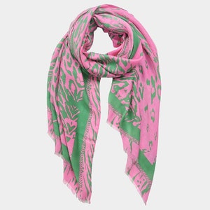 Pink and Green Animal Print  scarf, A K A Gift, A K A birthday gift