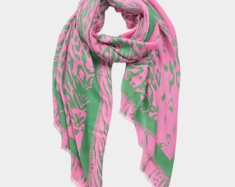 Pink and Green Animal Print  scarf, A K A Gift, A K A birthday gift