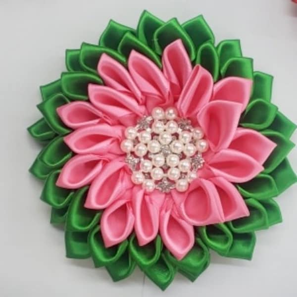 A K A  Pink and Green corsage, AKA Gift, Probate Gift, AKA birthday gift, Divine 9, MIP gift- Pink and green