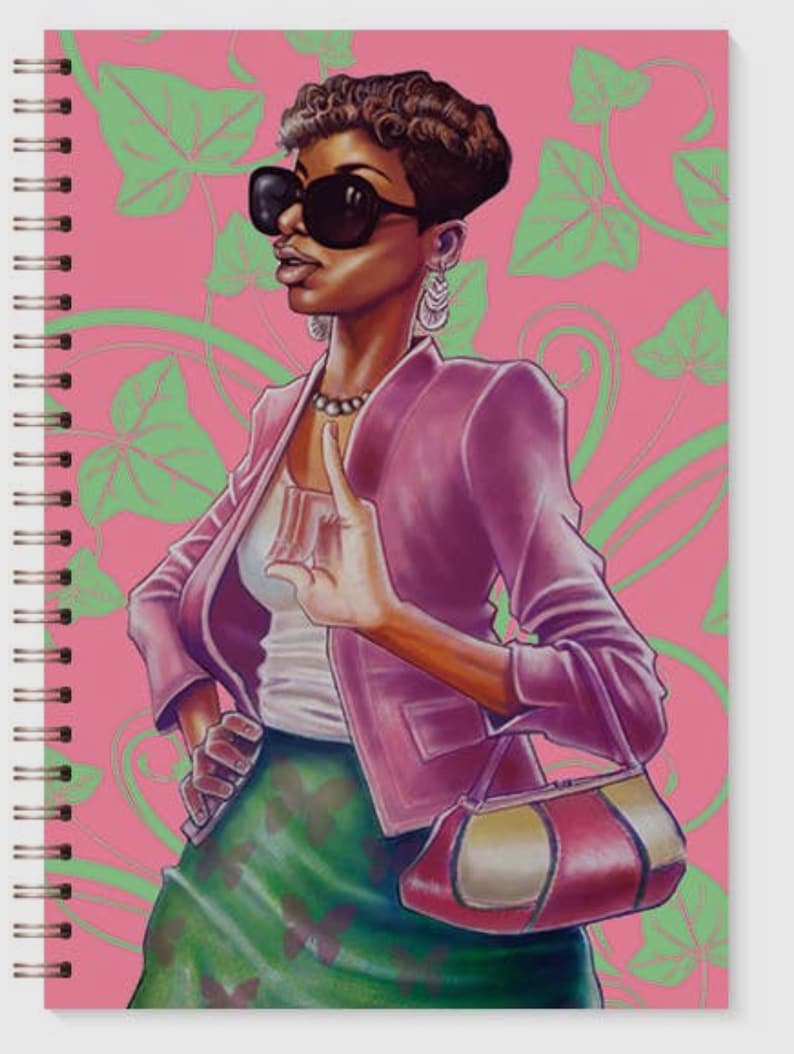 Pink and Green Sorority AKA Giftjournal Etsy