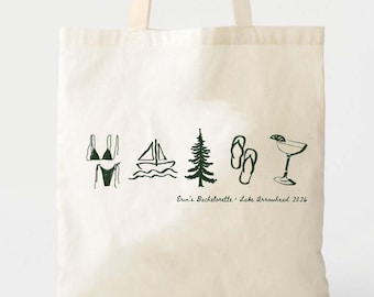 Bolsa de mano con temática de despedida de soltera en el lago / Recuerdo náutico para despedida de soltera / Bolsa de mano
